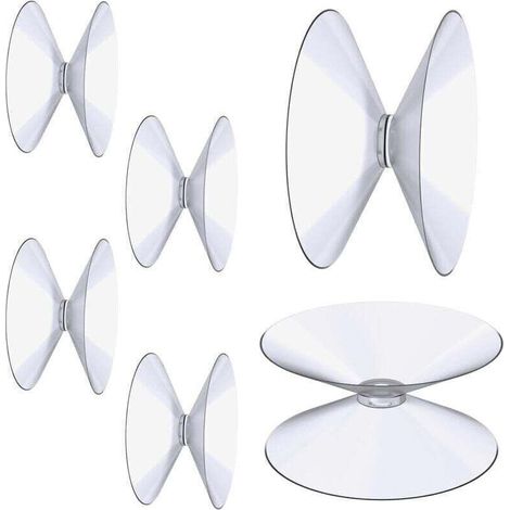 Ventouses Double Face, 6 Pices 4 cm Ventouses Transparentes, Extra Fortes PVC Plastique Suspension Rideau Isolant Ventouse pour Miroir De Table En Verre, Miroir de fentre de salle (1/4)