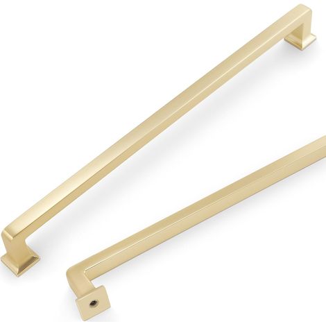 Lot de 6 poignées de placard de cuisine en laiton brossé de 320 mm (12,6 pouces), poignées de placard dorées, quincaillerie pour placards de cuisine, poignées de tiroir