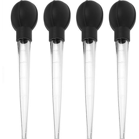 Lot de 4 grandes pipettes graduées en plastique avec compte-gouttes, outil de cuisine et de pâtisserie (couleur aléatoire)-Black