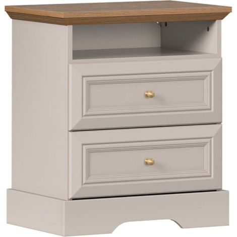 Comodino 2 cassetti Dulci cashmere e marrone 63,5cm (1/5)
