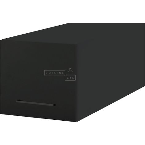 Meuble haut grande profondeur de cuisine Lovia Noir Mat 1 porte relevable L 45 cm - Porte avec poignée apparente Black (1/4)