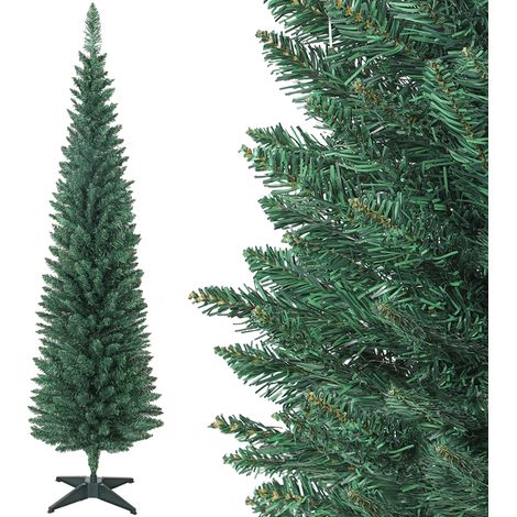 Sapin de Noël slim - HOMCOM - 321 pointes de branche - facile à monter et ranger - plastique et métal - 180H cm - vert (1/5)