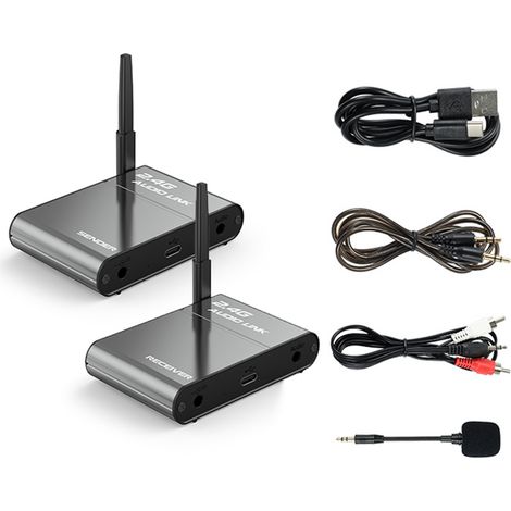 Émetteur-récepteur audio sans fil 2,4 GHz, longue portée (150 m), faible latence, système audio haute fidélité pour home cinéma, haut-parleurs et diffusion TV en direct. (1/4)