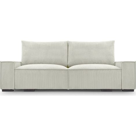 CLARY - Canapé droit convertible velours côtelé 2 places Beige (1/5)