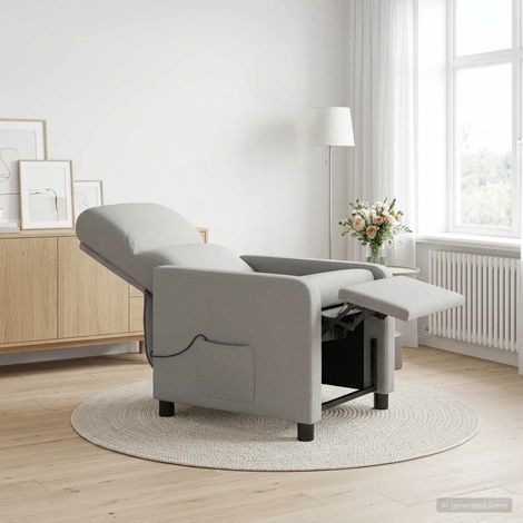 vidaXL Silla de masajes reclinable Gris Nube Poliéster (1/5)