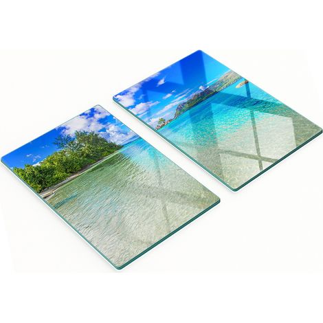 Küchenschneidebretter aus Glas mit Seychellen-Strandmotiven, 2 x 40 x 52 cm (1/5)