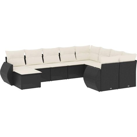 Maison Exclusive - Set de sofás de jardín 10 pzas cojines ratán s (1/5)