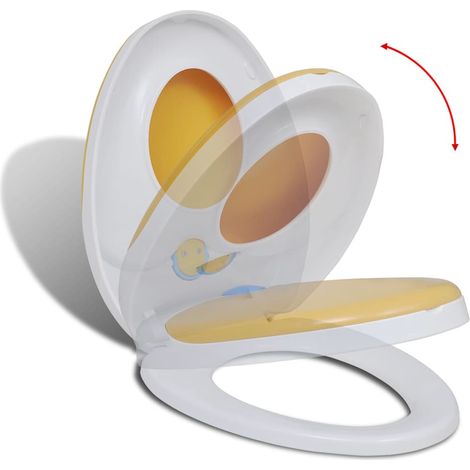Abattant de toilettes à fermeture amortie, adulte/enfant, blanc et jaune