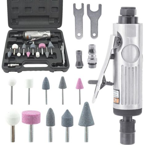 Kits de Meuleuse Pneumatique 16 Pièces, 25000RPM Mini Meuleuse Droite Pneumatique pour La Réparation de Pneus et Autres Applications (1/5)