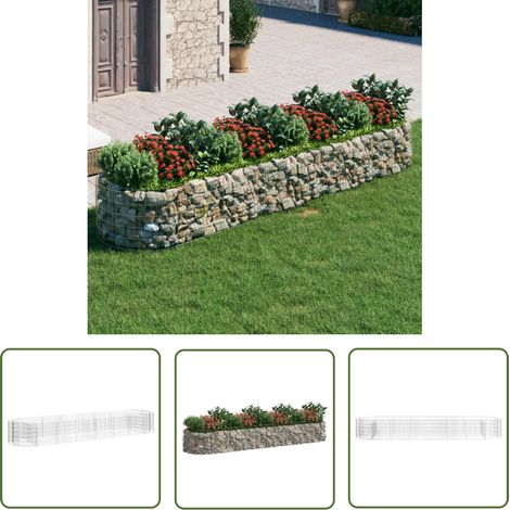 INLIFE Lit surélevé à gabion Fer galvanisé 400x100x50 cm (1/5)