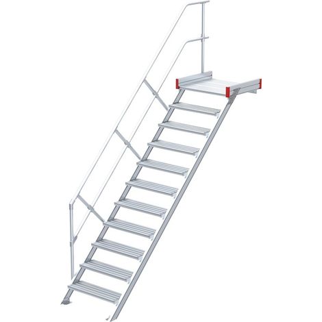 Euroline 511 Podesttreppe 45° 600mm Stufenbreite 11 Stufen Alu gerieft