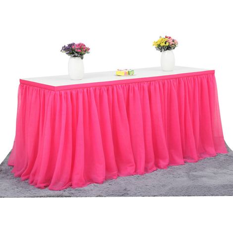 Falda de mesa de tul hecha a mano, decorativa para bodas y fiestas (rectangular o redonda). (1/5)
