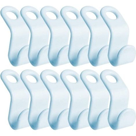 56 Mini cintres en Cascade, Crochets de Connexion pour cintres, Gain de Place dans Les placards (Bleu Ciel)
