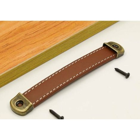 6 Stück Leder-Schrankgriffe, Leder-Küchenschrank-Schubladengriffe, Küchenmöbel-Türgriffe, Ledergriffe mit Schrauben, Ledergriffe für Badezimmer-Küchenschränke