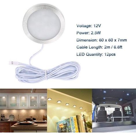 Lot de 4 Spots LED 12V Intérieur Lumineux avec adaptateur Splitter pour camping-car, camion, caravane, bus, bateau, cuisine, salon (1/4)