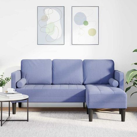 vidaXL Set di divani con cuscino Blu jeans Poliestere (1/5)
