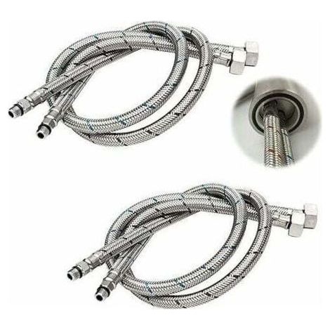 Connection Hose G 3/8 DN6 60cm Long for Faucets, Compression Threaded Flexible Water Hose 2 Piece (1 Pair) (1/4)
