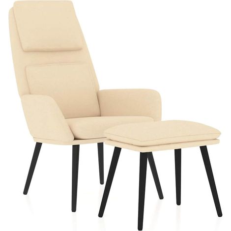 Maison Exclusive - Relaxsessel mit Hocker Creme Stoff (1/5)