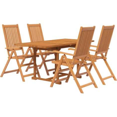Set da pranzo da giardino mobili da esterno 5 pezzi in legno massello di acacia 020013746