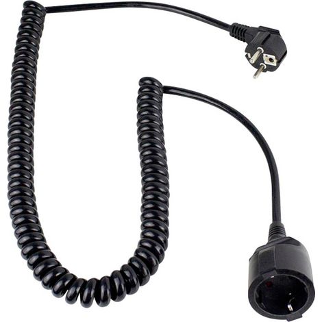 AS Schwabe 70410 Alimentazione Prolunga 16 A Nero 2.50 m H05VV-F 3G 1,5 mm² Cavo a spirale