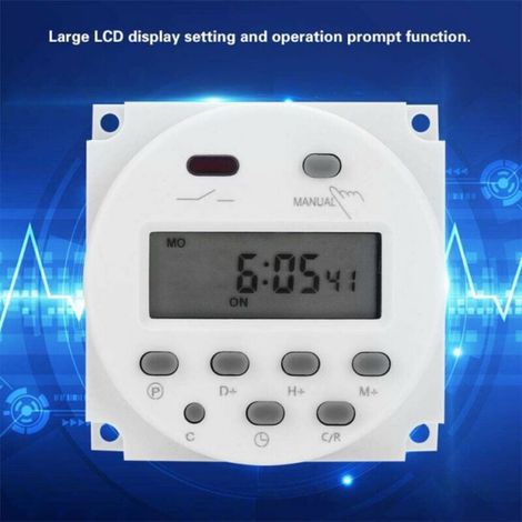 Mini programmateur hebdomadaire LCD numérique 12 V avec relais et minuterie numérique, avec couvercle étanche blanc (1/4)