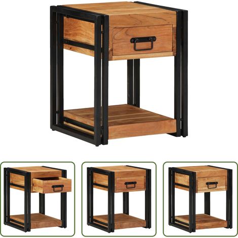 Holz Nachttisch - Nachttisch 2 pcs Braun 40 x 40 x 50 cm Massivholz Akazie (1/5)