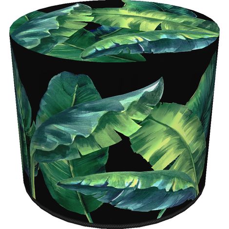 Pouf decorativo, Bertoni, stampa Madera - pouf rotondo per soggiorno, ingresso, cilindro 40 cm, elegante, cerniera, lavabile (1/5)