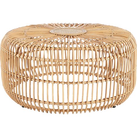 Mesa de centro de ratán beige natural 85 cm a mano interior exterior Randazzo
