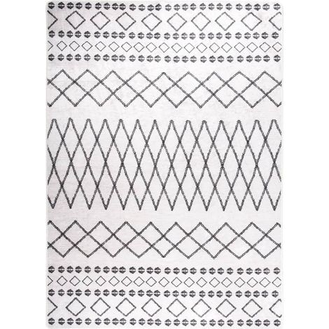 Tapis lavable antidérapant Tapis de salon Tapis d'entrée 120x180 cm Noir et blanc 34171 (1/5)