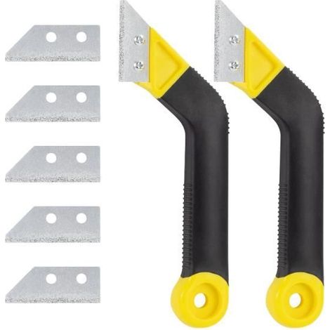 Grattoirs Joints Carrelage, Lot de 2 Grattoir à Coulis avec 5 Lames de Rechange, Grattoir pour Carrelage Outils de Retrait de (1/4)