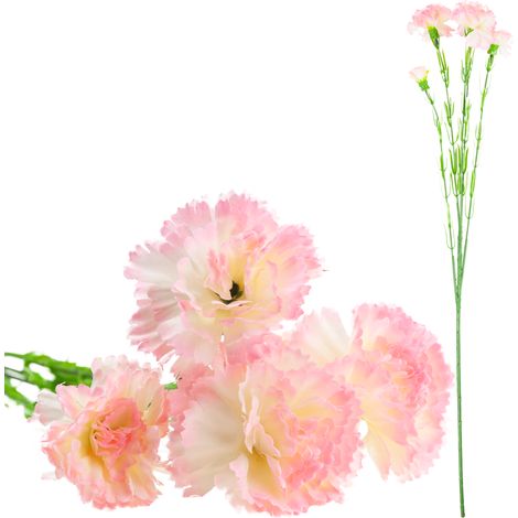 Fiori artificiali, garofani, bouquet di garofani a ramoscello, rosa realistico, 60 cm (1/5)