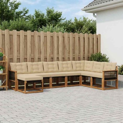 vidaXL Outdoor-Sofagarnitur mit Kissen 8 pcs Natur und Beige (1/5)