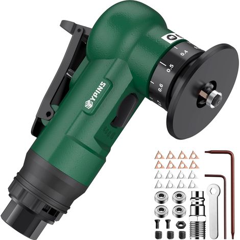 Mini outil de chanfrein pneumatique 30 000 tr/min 4 vitesses pour métal, bois, acier, plastique, machine d'ébavurage d'air à 45 degrés avec entrée d'air de 6,35 mm, vert