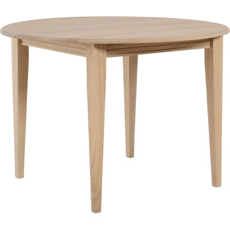 Table ronde extensible chêne blanchi 4/6 places D105 pieds fuseau - VICTORIA (1/5)