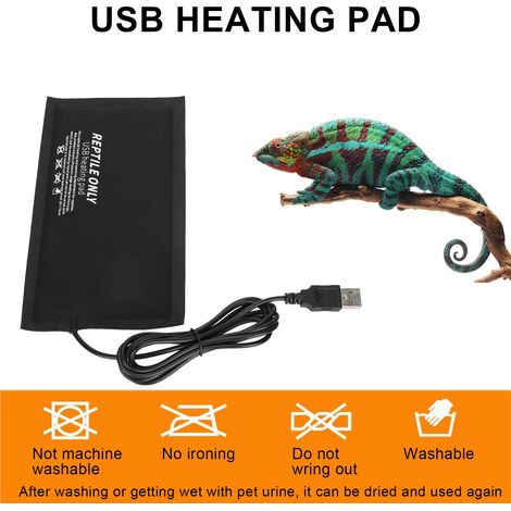 Coussin chauffant USB pour reptiles, tissu en fibre pour reptiles, serpents, lézard, ermite, crabe, tortue, petit (1/5)