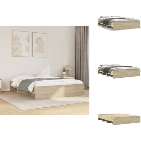 Cadre de lit sans matelas chêne sonoma 150x200 cm - Cadre De Lit - Cadres De Lit - Meuble De Chambre À Coucher - Lit (1/5)