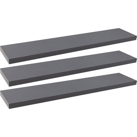 WOLTU Estantería de Pared de MDF Juego de 3 Negro 110cm