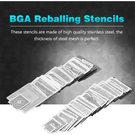 Kit de 130 pochoirs universels BGA pour le rebillage et la réparation, en acier, avec fixation à chaud directe