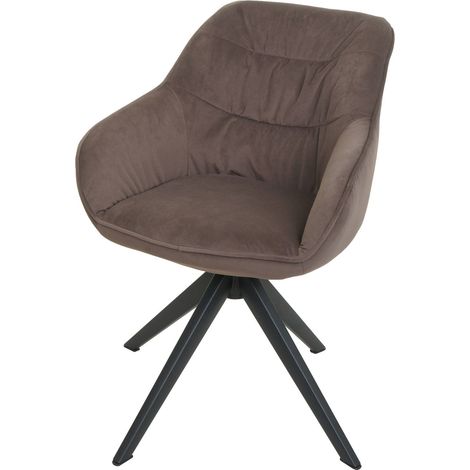 Chaise de salle à manger rembourrée avec accoudoir rotatif en métal tissu/textile marron 040006328 (1/5)