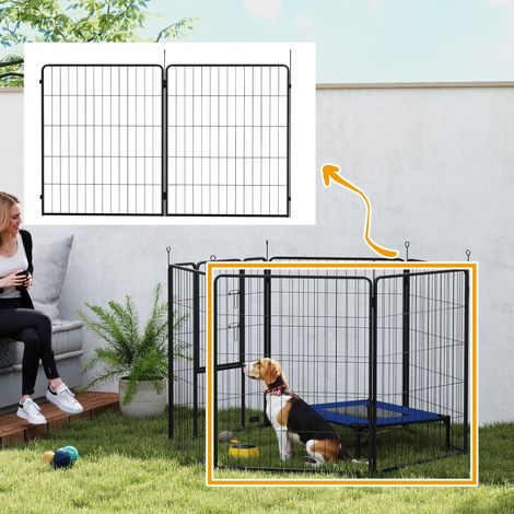 Ensemble de 2 extensions pour enclos chiots, aire de jeux pour animaux, clôture en acier pour chiots, gris ManBo