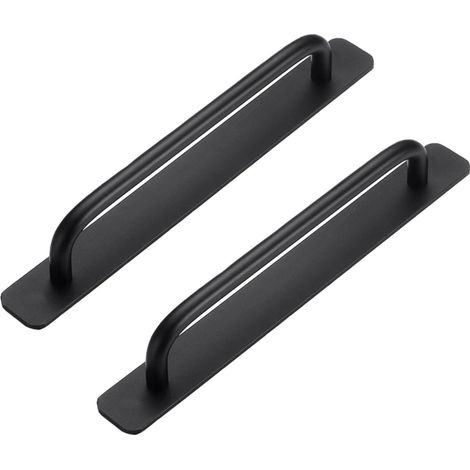 2 Pièces Poignée de Meuble Autocollante, Poignées Autocollantes en Aluminium, Poignées de Porte Coulissante, Poignées Tiroir pour Meuble Cuisine Armoire Chambre à Coucher, 212mm (Noir) (1/5)