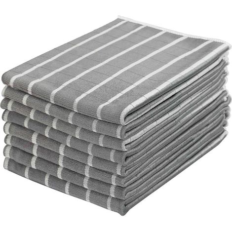 Lot de 8 torchons en bambou et microfibre, non pelucheux, 65 x 45 cm, gris (1/5)