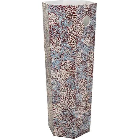 Paragüero de capiz blanco, rojo y azul estampado 24x24x58h cm (1/5)