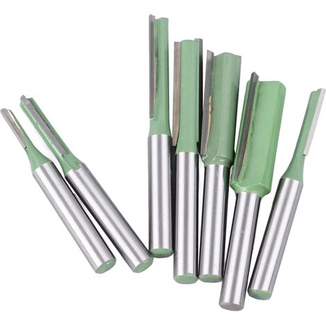 Coffret de 7 fraises droites à queue de 6,35 mm (1/4") pour défonceuse, outils de travail du bois en carbure, avec boîte de rangement (1/5)