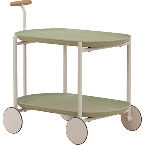 Chariot de rangement avec roulettes, poignée amovible, table d'appoint pour canapé, salon, chambre, vert matcha (1/5)