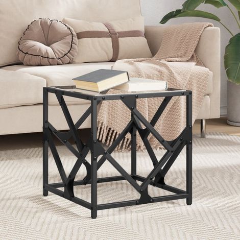 Couchtisch mit Glasplatte Transparent 40x40x41 cm Stahl