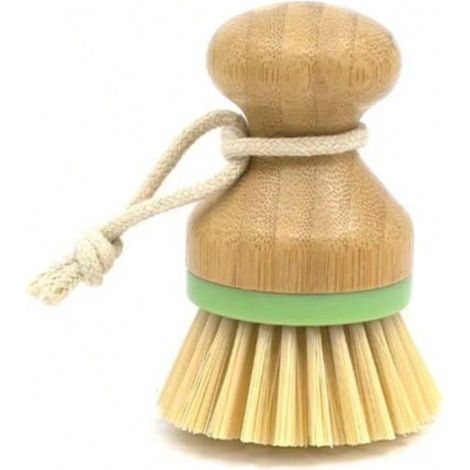 Brosse à Paume en Bambou, Brosse à Récurer pour Nettoyage des Vaisselle Casseroles Plates Éviers de Cuisine(Vert)