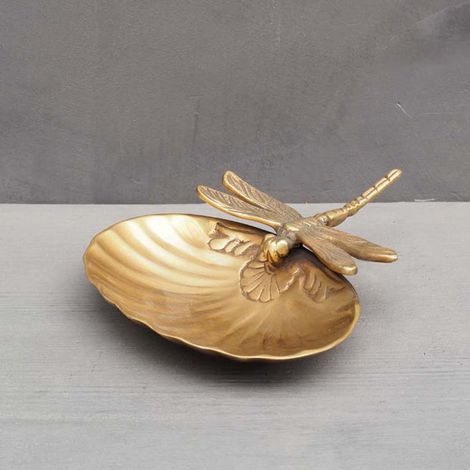 Vide Poche Bijou en Laiton Doré Libellule 13x4cm (1/2)