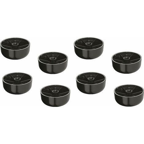 – Lot de 8 pieds de meuble 55mm en plastique noir – Patins ronds pour canapé, lit et table – Solution pour surfaces délicates (1/2)