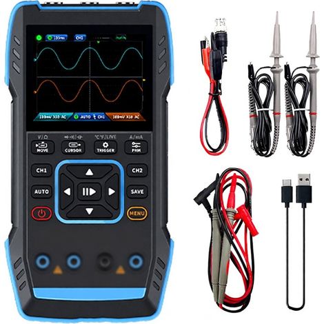 FNIRSI 2C23T Oscilloscope numérique portable multimètre + générateur de signaux de fonction - Dernier modèle 3 en 1 - Générateur de signaux d'oscilloscope double canal 10 MHz x 2 50 MS/s
